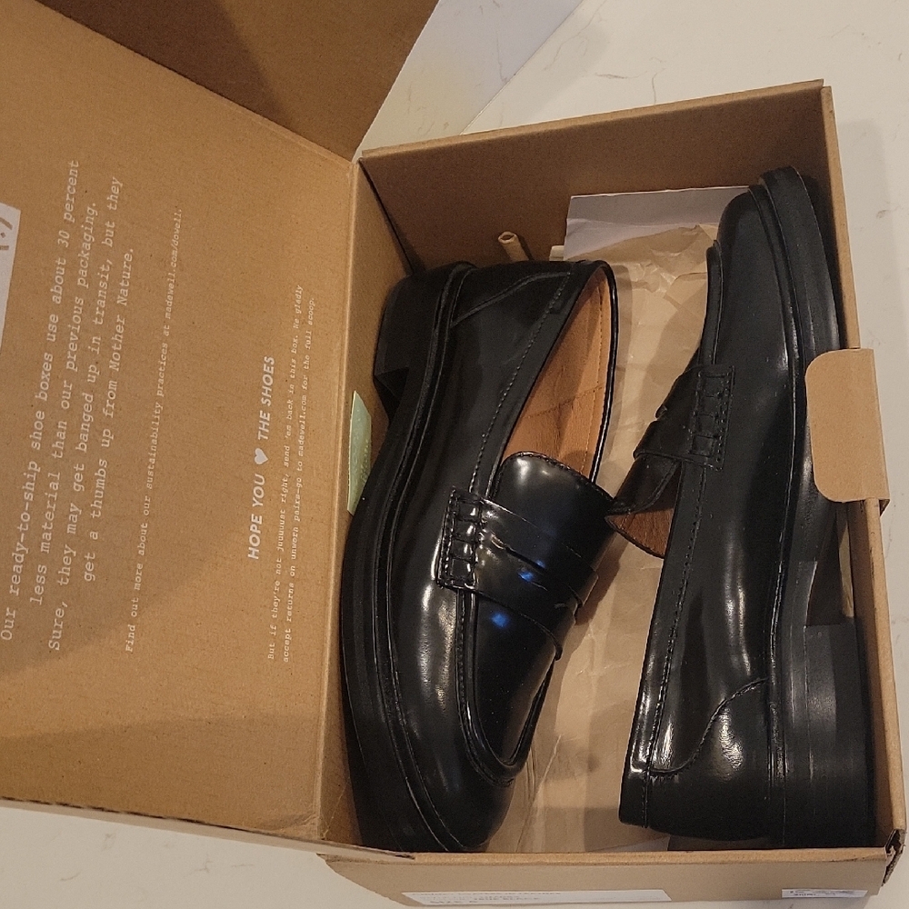 Madewell Black Leather Slip-On Loafers, Women's US 8
